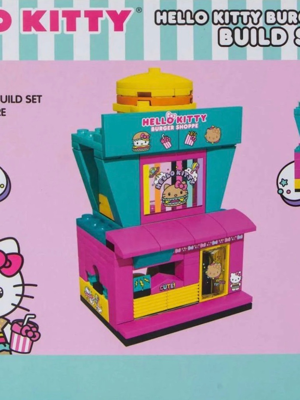 Hello Kitty Pink & Teal Burger Shop Building Set